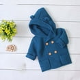 thumbnail image 2 of IROINNID Infant Boys Girls Solid Color Cute Ears Knitted Warm Tops Winter Button Down Hoodie Coat, 2 of 4