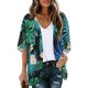 thumbnail image 5 of Minnieouse Verano mujer Tops flor clima cálido media manga a prueba de sol cubrir ropa frontal abierta al aire libre cómoda blusa para niñas Tipo 2S 2piezas, 5 of 6