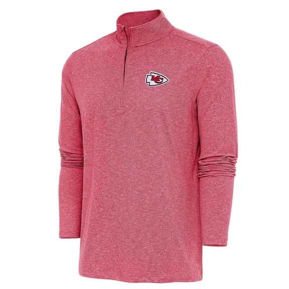 Men's Antigua Heather Red Kansas City Chiefs Hunk Quarter-Zip Pullover Top
