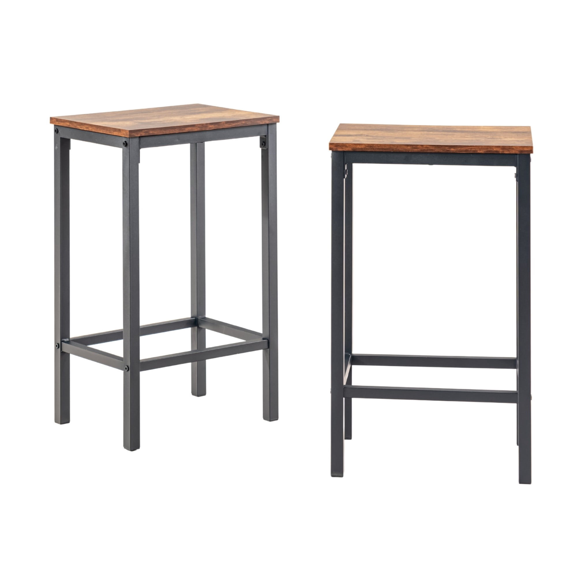 BSHTI Height Bar Stools Set of 2 – 26" Wooden Modern Backless Kitchen Island Stools, Metal Frame, Built-in Foot Pads, Vintage Design for Dining Room, Pub, Cafe