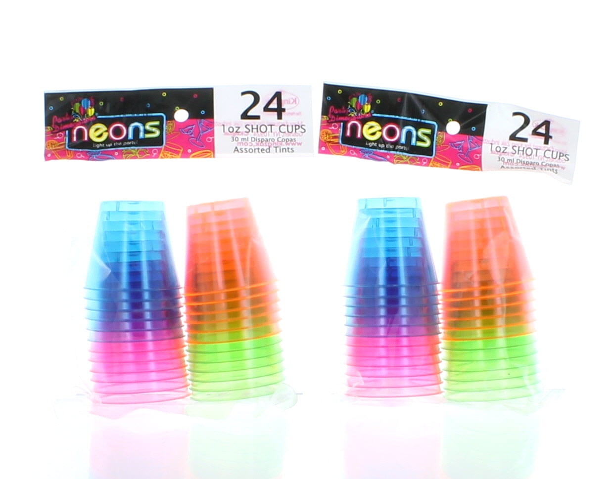 48ct Neon Shot Glasses 1oz Plastic Bright Party Cups Wine Liquor Bar