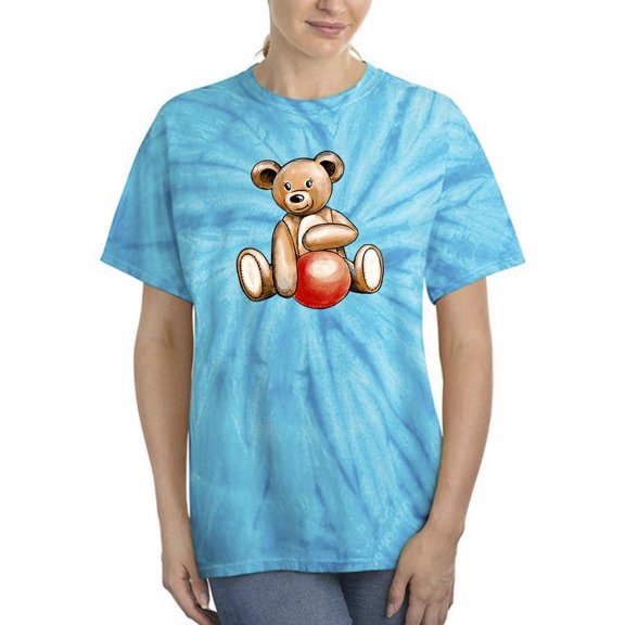 Teddy Bear Holding Red Ball Tie Dye Cyclone Women -Image by Shutterstock, Female Large