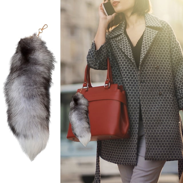 Fashionable Keychains Long 3D Cute Tail Keychain Pendant Women Key Ring Holder Pompoms Hairy Tail Accessory for Everyday Use