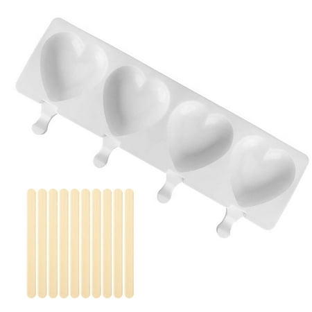 

Ice Cream Mold Ice Cream Making Non-stick Silicone Mould Heart Shaped DIY Mold with Wooden Sticks