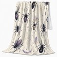 thumbnail image 2 of Celestial Spiders with Crescent Moons Crystals and Gold Webs, Mystic Night Sky Spider Style for Moon Lovers, Warm Flannel Blanket for Bedroom and Reading Nook, Halloween Gift, Home Decor, 2 of 9