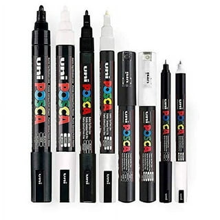 Uni Posca PC-1MR Black Colour Paint Marker Pens Ultra Fine 0.7mm Calibre  Tip Nib Writes On Any Surface Glass Metal Wood Plastic Fabric (Pack of 3)