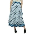 thumbnail image 2 of Phagun Robe Indienne Réversible Ikat Imprimée Coton Bleu Boho Chic Jupe Portefeuille, 2 of 6
