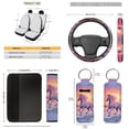thumbnail image 5 of Jeiento Western Running Horse Car Seat Covers Full Set Car Steering Wheel Accessories Car Seat Belt Cover Rear View Mirror Cover Car Trash Bin Car Coasters Wristlet Keychain Chapstick Holder 13 Pack, 5 of 7
