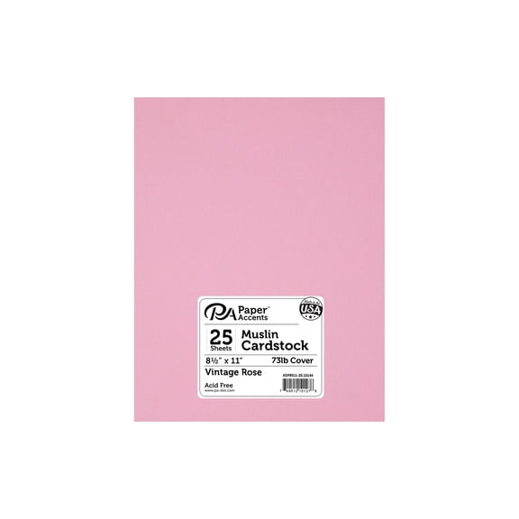 Cdstk Muslin 8.5x11 73lb VintageRose (25 sheets)