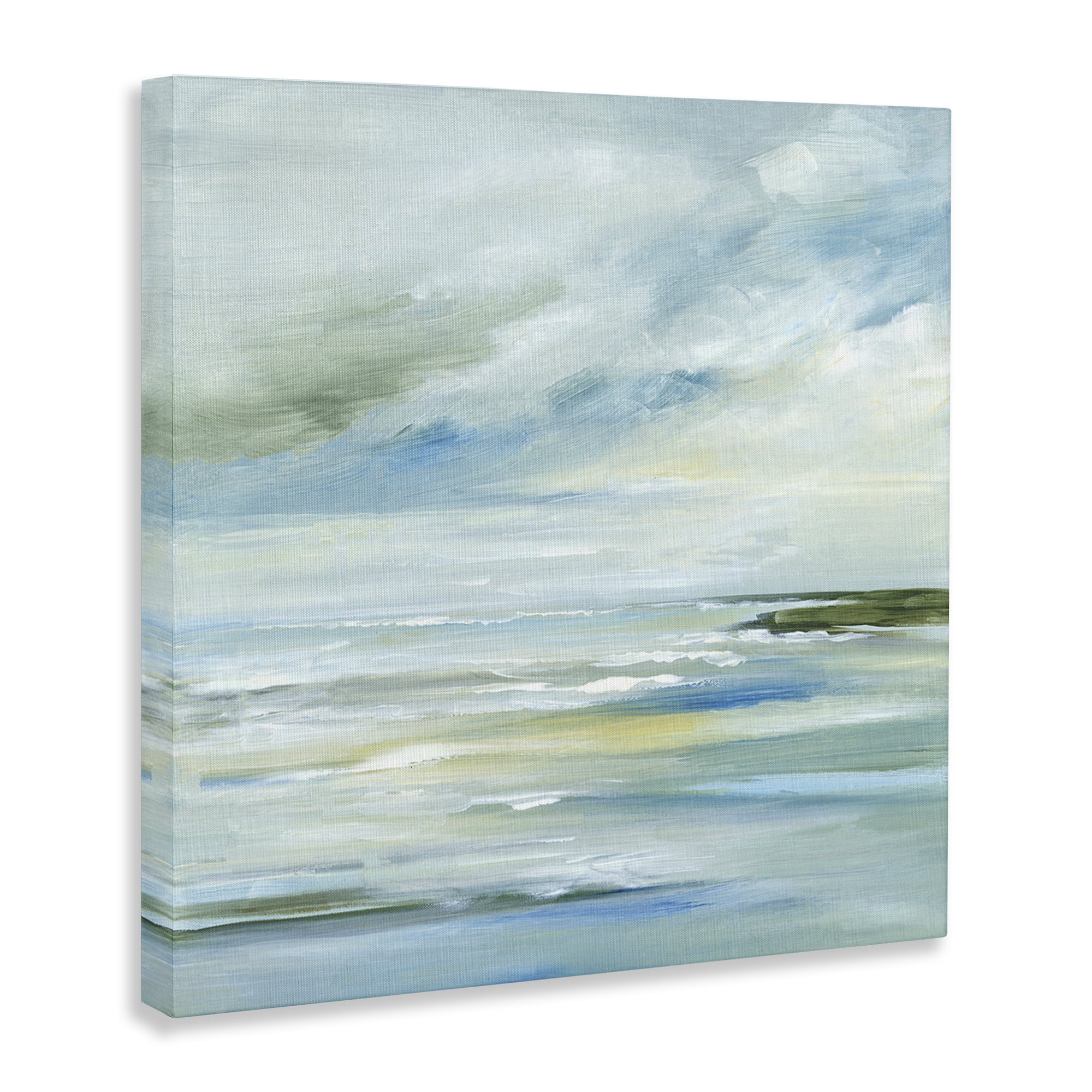 Stupell Industries Cloudy Blue Beach Impression Landscape & Nature Painting Wrapped Canvas Art Print Wall Art, 36 x 36