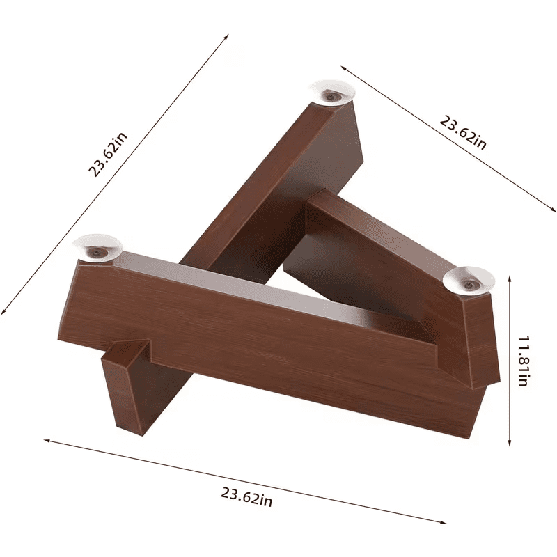 Coffee Tables for Living Room-Triangle Glass Coffee Table with Irregular Wooden Base End Table,Mid-Century Modern Abstract End Table,for Study Room Office Hotel Balcony（Walnut color 31.5incin）