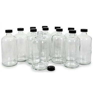 Vivaplex, 12, Clear, 16 oz Glass Bottles, with Lids