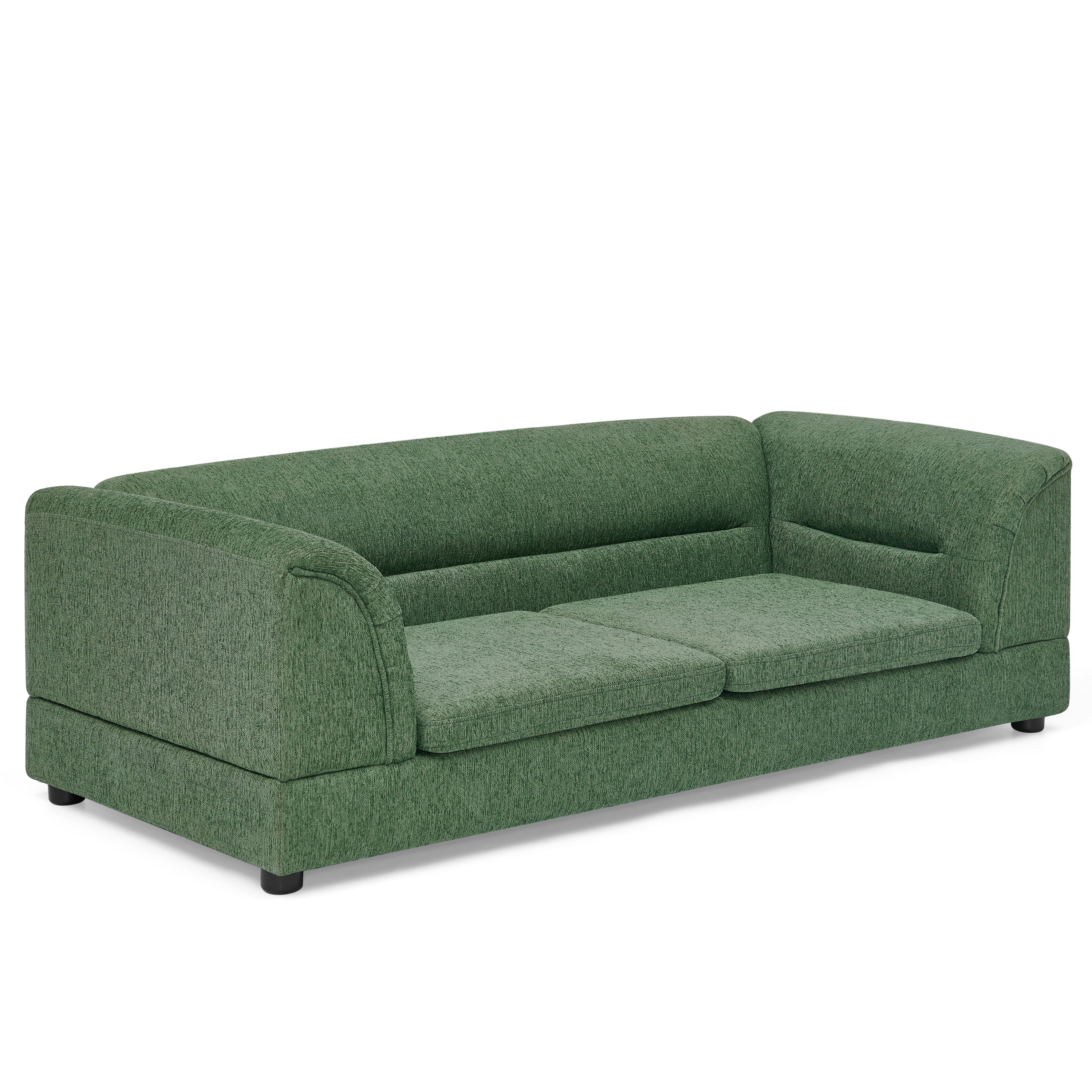 Oversized Pet Sofa, Curved Armrest Rectangular Dog Sofa, Linen Fabric Comfort Pet Couch for Large & Oversized Dogs-Olive Green
