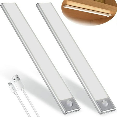 

HLONK 2 Pcs Motion Sensor Cabinet Lights 40LED Dimmable Closet Lights Rechargeable Wireless Under Counter Lighting Night Light for Stairway Kitchen Wardrobe Cupboard