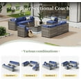 thumbnail image 7 of Aoxun 10 Piece Patio Furniture Set Wicker Rattan Patio Conversation Set Outdoor Sectional Sofa Set with Coffee Table and 4” Thickened Cushions, Blue(Waterproof Cover Included), 7 of 7
