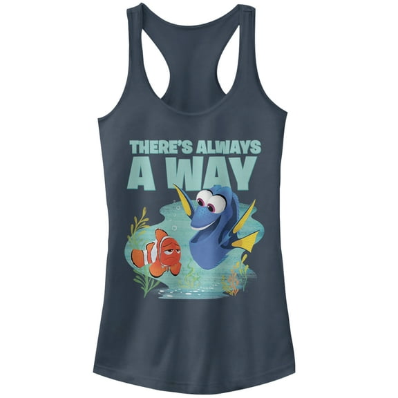 Junior's Finding Dory Always A Way  Racerback Tank Top Indigo Small