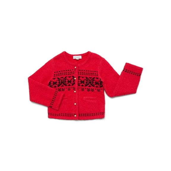 Free Assembly Girls' Matching Fair Isle Cardigan Sweater, Sizes XS 4/5-XL 14/16