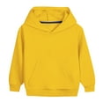 thumbnail image 2 of Riecok Kids Hoodies Sweatshirt Long Sleeves Round Neck Hooded Sweatshirts for Boys Girls Winter Casual Solid Color Toddler Pullover Sweatshirt with Pocket Yellow 4-5 Years, 2 of 5