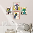 thumbnail image 2 of PixonSign Framed Wall Art, Vintage Retro Antique Basquiat Dinosaur Print, Set of 4 Illustration Wall Decor Prints, Multicolor Contemporary Wall Décor, for Living Room, Bedroom - 12"x16" Natural, 2 of 5