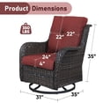 thumbnail image 4 of Pocassy  3-Piece Outdoor Swivel Bistro Set, Wicker Rocking Chairs Brown/Red, 4 of 5