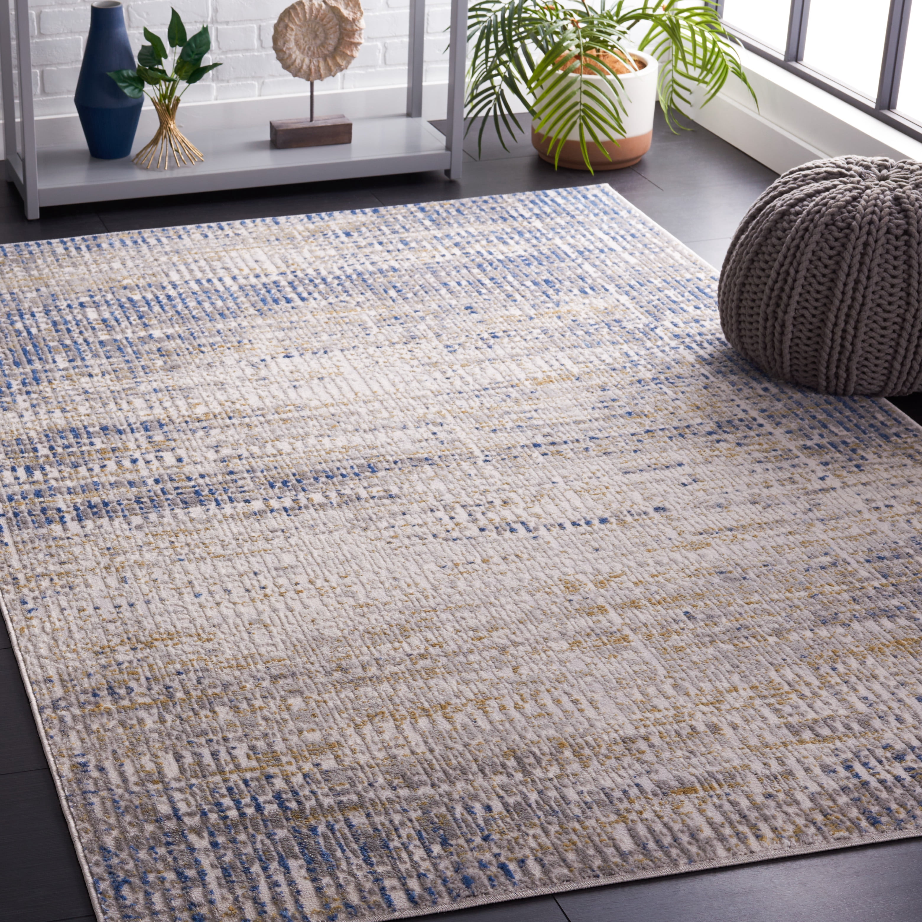 SAFAVIEH Palma Tristen Abstract Runner Rug, Beige/Blue, 2'2" x 9'