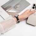 thumbnail image 5 of ELEHOLD Luxury Elegant Slim Leather Bling Women Strap Replacement Band Compatible for Apple iWatch Series SE/9/8/7/6/5/4/3/2/1 Ultra 1/2 42/44/45/49mm,Blacksilver, 5 of 7