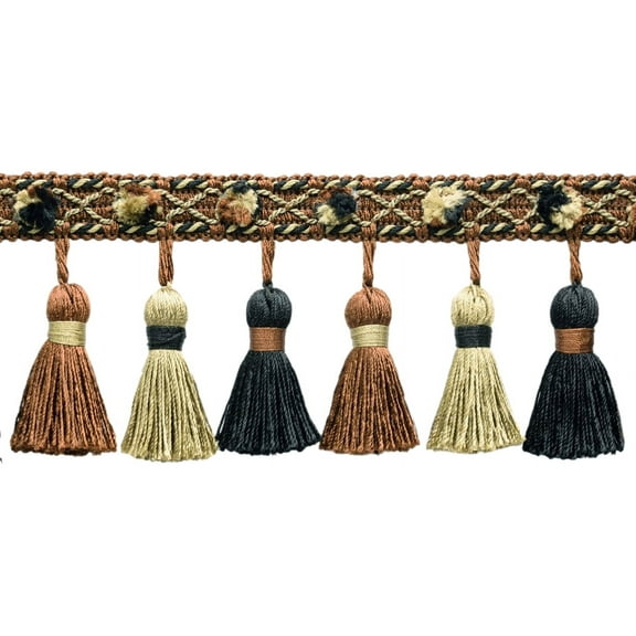 3" (7.5cm) Beautiful Hand-tied. Hand-crafted Tassel Fringe Trim # TFEL0300,, Biscotti Brown #EL13 (Chocolate Brown, Pure Black, Light Beige) Sold By The Yard (36"/3 ft/0.9m)