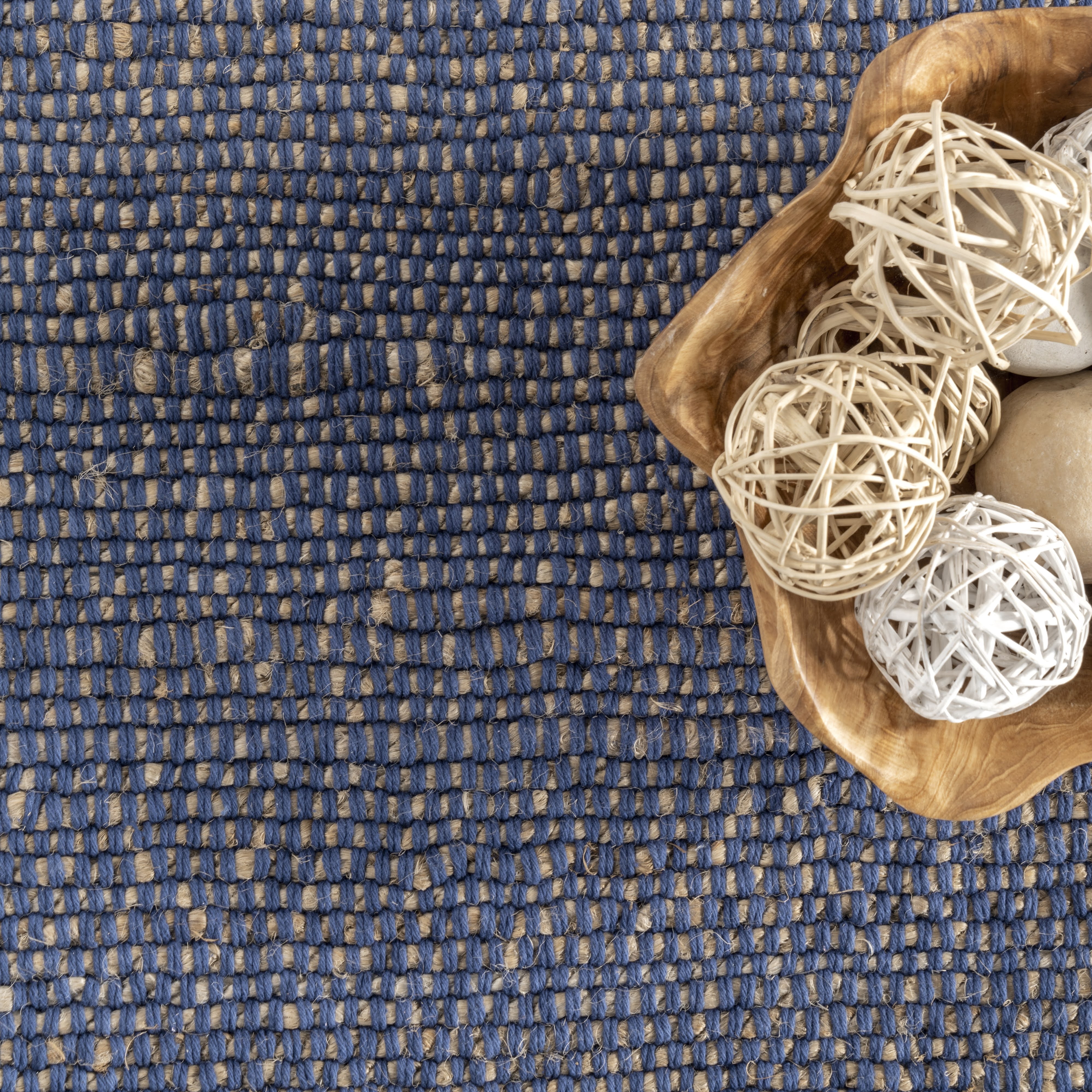 nuLOOM Elfriede Jute Blend Blue 4' x 6' Farmhouse Area Rug