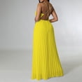 thumbnail image 6 of AKOEE Chiffon Dressy Jumpsuits for Women Elegant Party Casual Sexy Sleeveless Metal Strap Pleated Wide Leg Rompers (XL, Yellow), 6 of 7