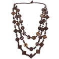 thumbnail image 2 of FELTECHELECTR Collares bohemios de cuentas de madera multicapa con conchas de coco, joyería étnica para mujer, collar largo de cuentas hecho a mano para vacaciones en la playa., 2 of 3