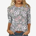 thumbnail image 2 of Sakmal Ladies Shirts $5 3/4 Sleeve Pink Flower Crew Neck Floral T-Shirts Ladies Shirts $5, 2 of 4