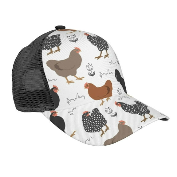 Lsque Retro Rooster Printed Trucker Hat - Baseball Cap for Men Women - Breathable Mesh Side, Adjustable Fit - for Casual Wear