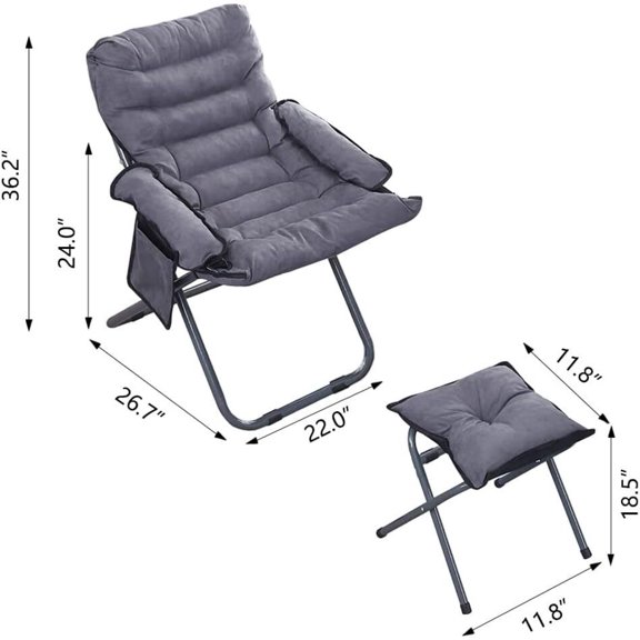 YANG2 Premium Lazy Chair with Ottoman - Ergonomical Folding Armchair Recliner in Sleek Gray, Ideal for Relaxing in Your Living Room, Combining Unparalleled Comfort, Stylish Design