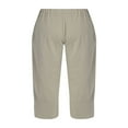 thumbnail image 3 of Women Plus Size Cotton Linen Tapered Cropped Trousers with Pockets Loose Fit Wide Leg Ankle Pants, 3 of 5
