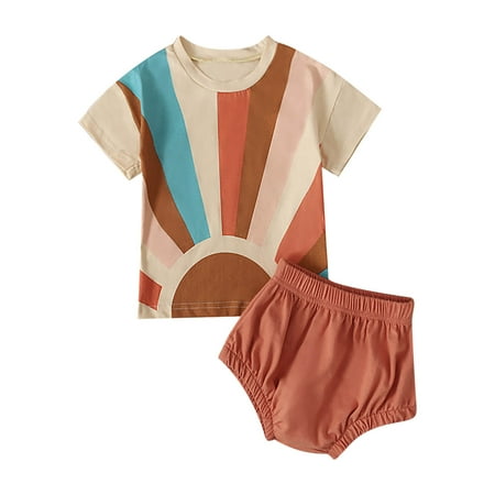 

Baby Girls Clothes Baby Essentials Toddler Baby Girl Summer Color Sun Short-sleeved Top + Shorts Two-piece Suit on Clearance