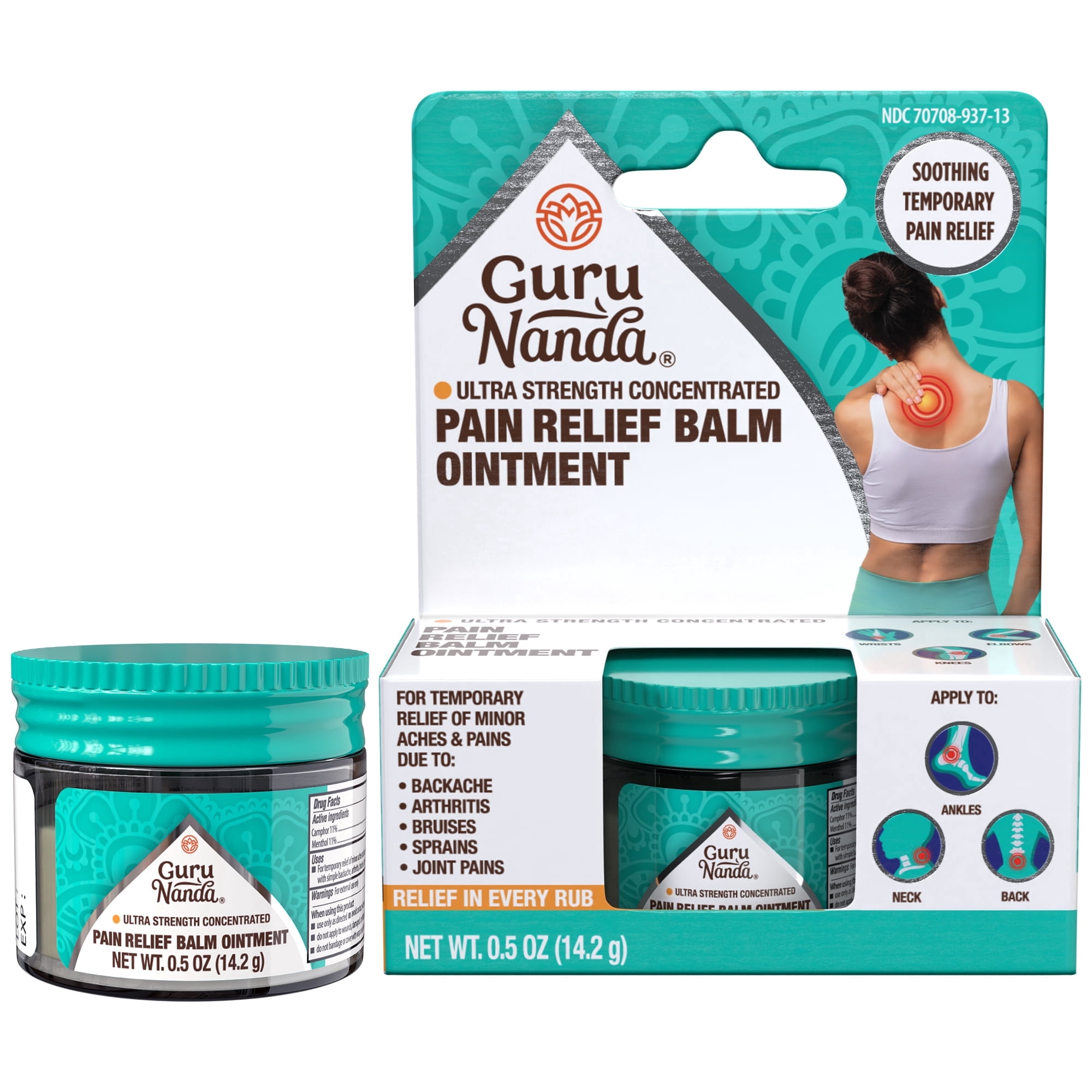 GuruNanda Ultra Strength Balm with Camphor & Menthol, Cooling Topical Rub, 0.5 oz