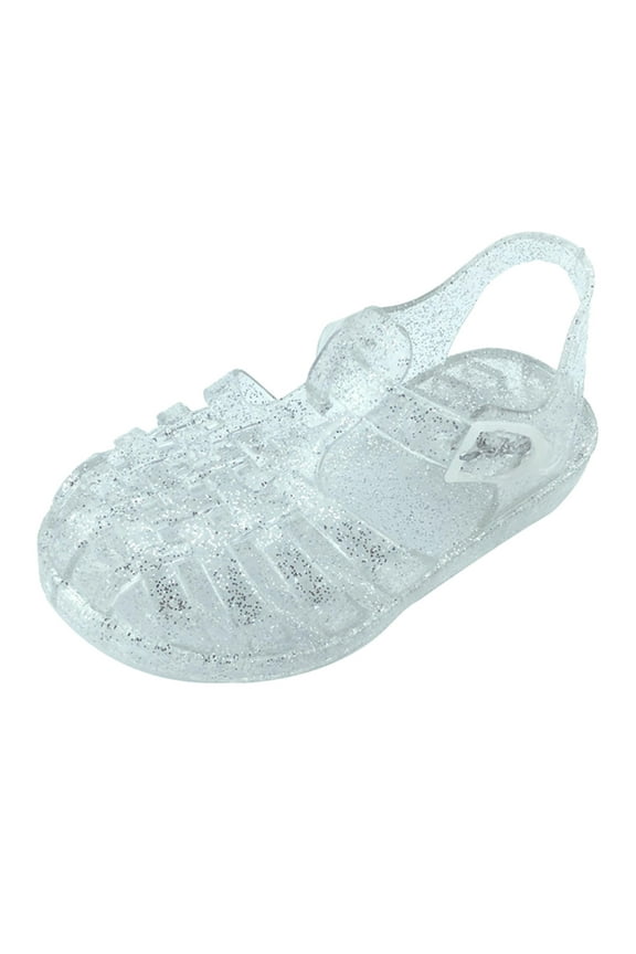 Jelly Shoes for 2-10 Years Old Little Girls, Toddler Sparkly Glitter Closed Toed Sandals Non-Slip Soft Rubber Summer Beach Flats Princess Birthday Gifts