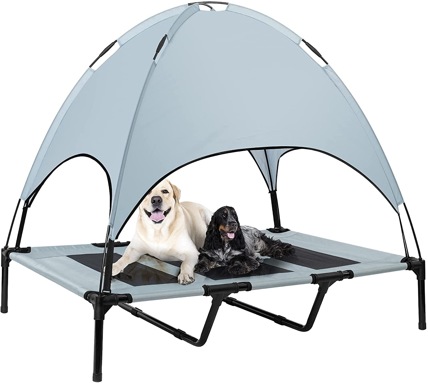 48 Inches Extra Large Elevated Dog Bed with Canopy, Portable Indoor