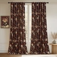 thumbnail image 2 of StangH Floral Velvet Curtains 96 inches Long, Retro Victorian  Blossom Painting Design Room Darkening for Living Dining Room, Brown, W52 x L96, 2 Panels, 2 of 8