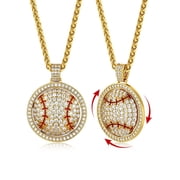 KeyStyle Baseball Necklace Spinner Sport Pendant Necklace for Men Sparkly Ball Necklaces Valentine Jewelry Anniversary Gift for Husband