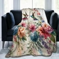 thumbnail image 2 of Retro Hummingbird Floral Blanket Gifts for Women Soft Warm Lightweight Cozy Spring Flower and Birds Vintage Throw Blankets for Bed Living Room Sofa Couch Valentines Day Decor 60x80in, 2 of 6