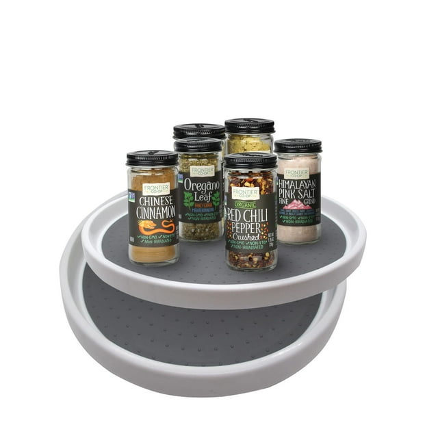 Gadgetime Usa - Juego De 2 Platos Giratorios Lazy Susan De 10.0 In, Antideslizante, Giratorio Para Especias, Organizador Giratorio Para Gabinete De Cocina, Despensa, Nevera, Baño, Tocador, Encimera