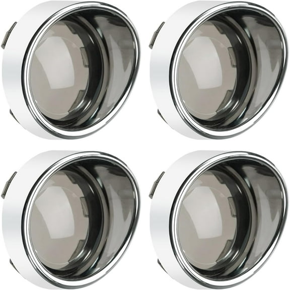 Smoke Turn Signal Lens Cover 2" Bullet Visor-Style Chrome Bezels Compatible for Harley Touring Dyna Street Glide Road King Road Glide Softail Sportster Custom Cruiser 2000-2024 (4pcs)