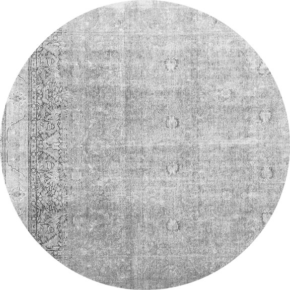 Ahgly Company Indoor Round Abstract Gray Contemporary Area Rugs, 3' Round