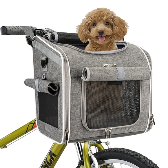 Cesta de bicicleta para mascotas BABEYER, expandible, con lados suaves, gris