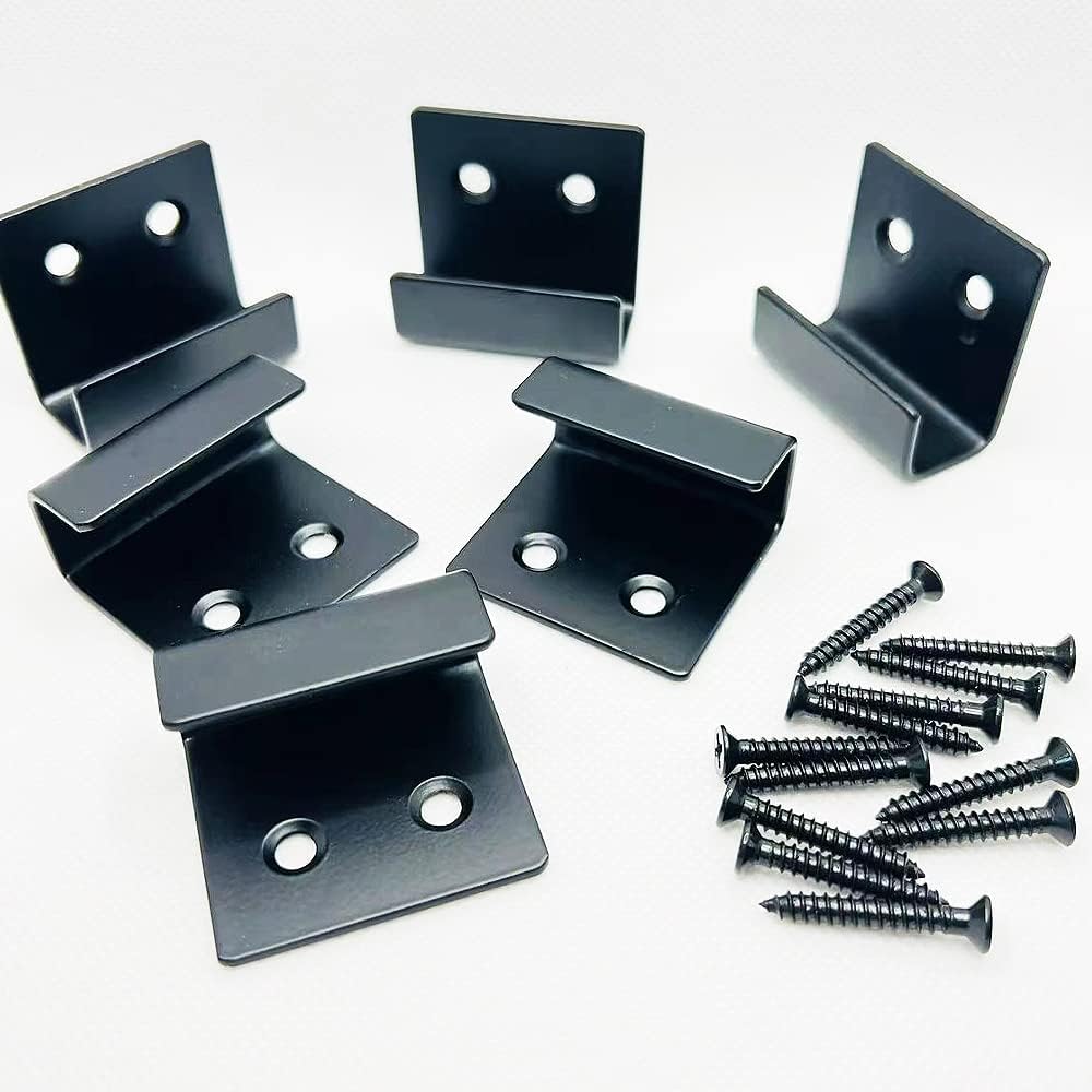 JJEAN-U Bracket Stainless Steel Mounting Brackets 1.6" x 1.3" Wall Hook Hanger Fastener Heavy Duty Billboard Holder Tile Hanger with Installation Screws-6 Packs (Black)