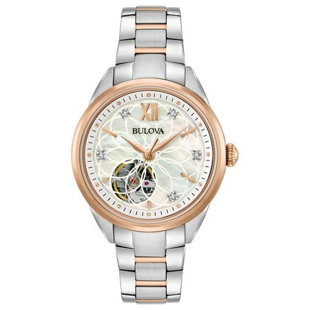Bulova Women's Diamonds White Mother of Pearl Stainless Steel Analog Watch 98P170