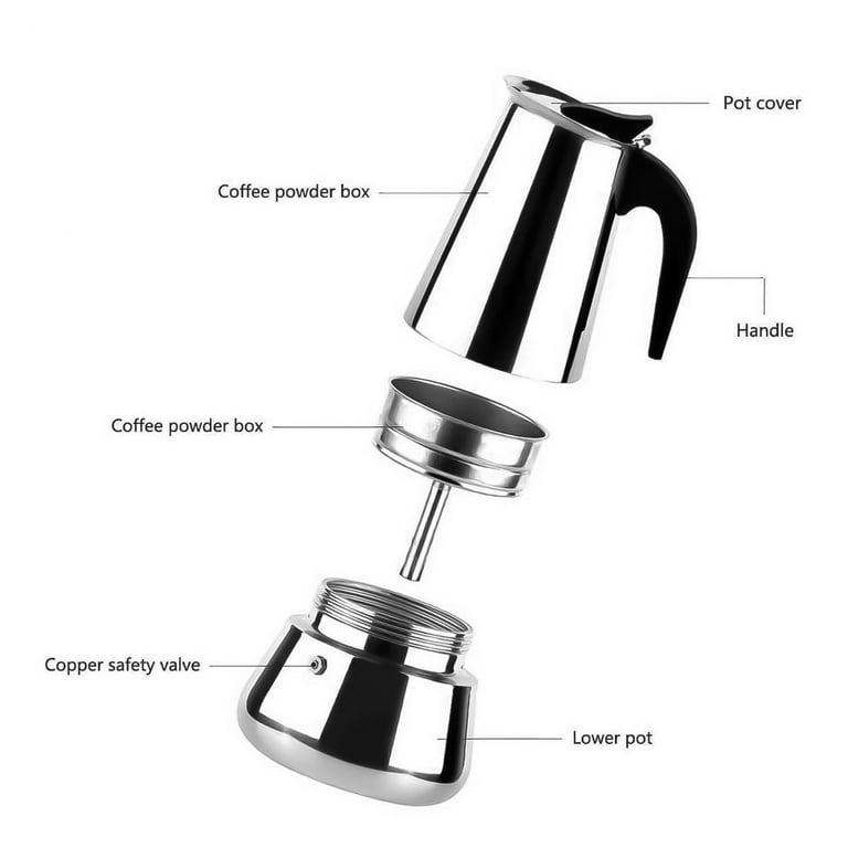  Sivaphe Stovetop Espresso Maker Stainless Steel 9 Cups,  Induction-Capable Mocha Pot 450ml, Coffee Percolator with Step-by-step  Instructions (1 Cup=50ml): Home & Kitchen