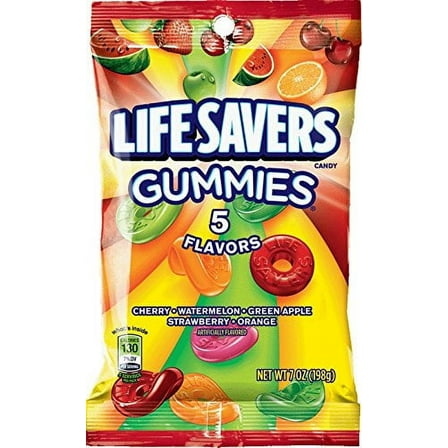 Life Savers 5 Flavors Gummies Candy Bag 7 Ounce (Pack of 18)