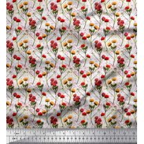 Soimoi Poly Georgette Fabric Flower Watercolor Print Sewing Fabric Yard 42 Inch Wide
